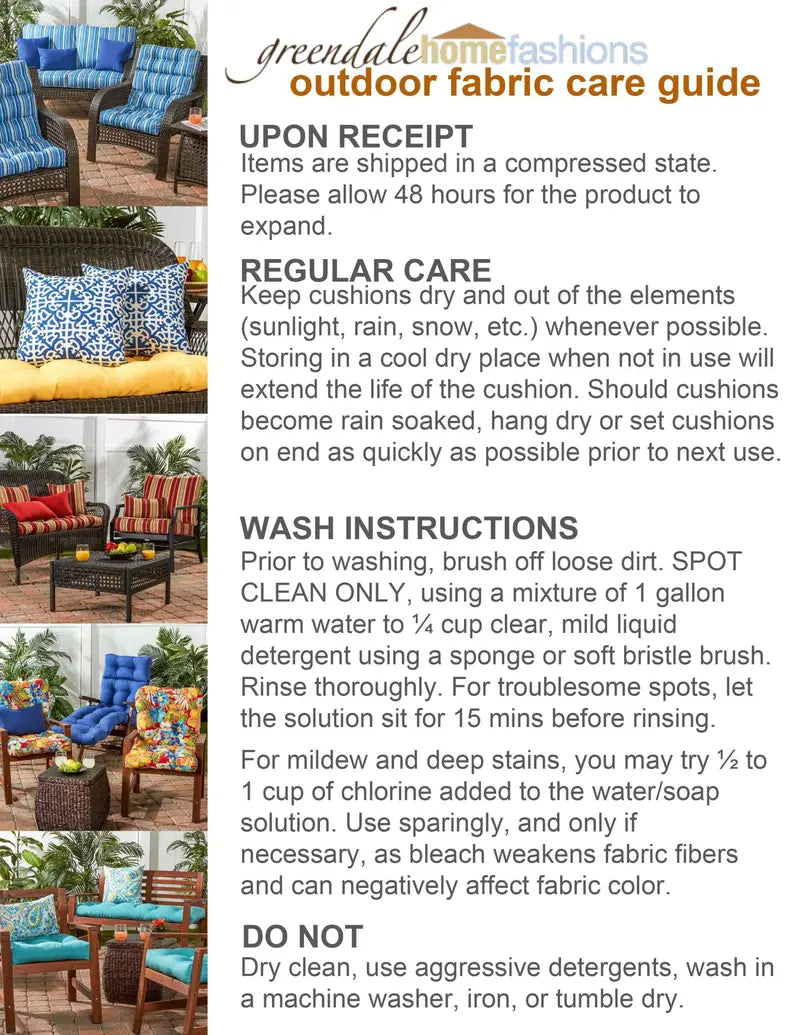 Greendale Home Fashions High Back Outdoor Chair Cushion, Blue Stripe, 44 x 22 in, Polyester