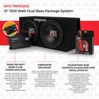 MTX Dual 12in Loaded Car Subwoofer Enclosure With Amplifier And Amp Kit - TNP212D2