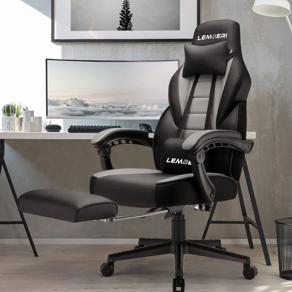 Waleaf Gaming Chair With Lumbar Massage And Footrest