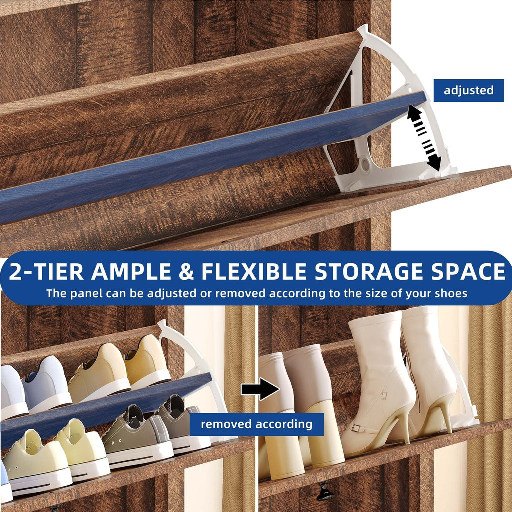 Shoe Storage Cabinet Organizer With 2 Compartments, 9.8 x 31.5 x 43.5 Inches