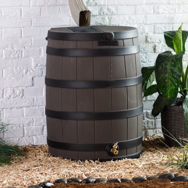 Good Ideas 50 Gallon Green Darkened Rib Rain Barrel - Rain Wizard