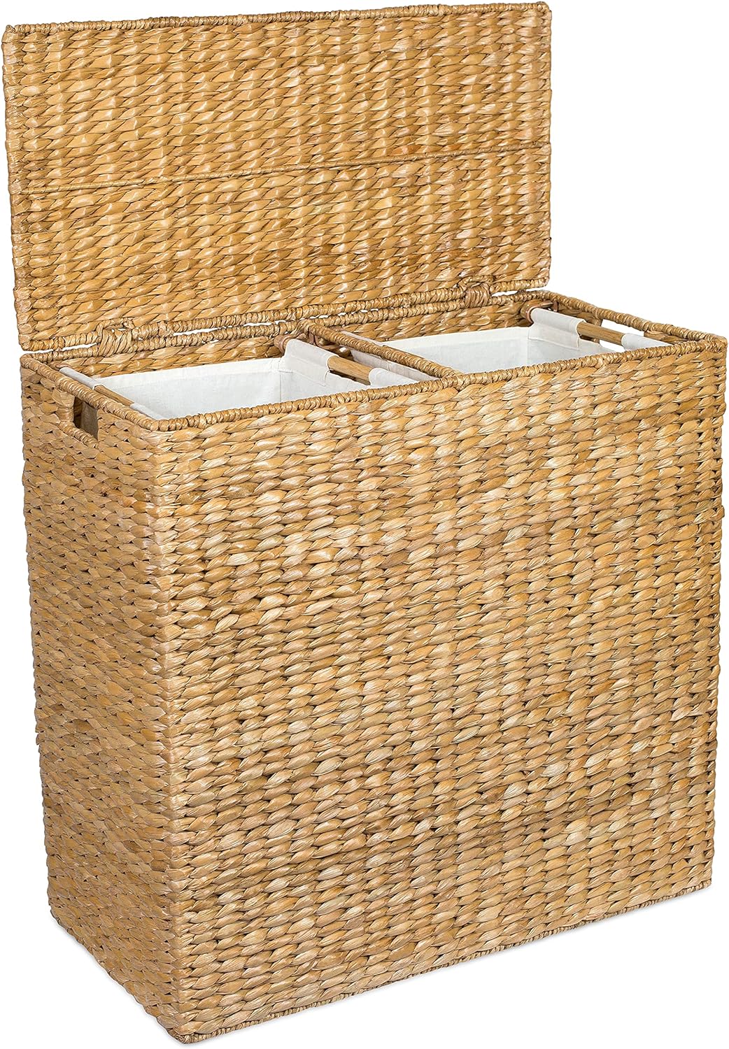 Sofia + Sam Oversized Divided Seagrass Hamper With 2 Canvas Liners, 28 x 14 x 27 Inches - 4602