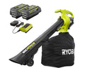 RYOBI Cordless Leaf Vacuum/Mulcher 40V with (2) 5.0 Ah Batteries and (1) Charger - RY40451-2B