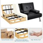 Yaheetech Convertible Faux Leather Sofa Bed, 3 Angles, 772lb Capacity, Black