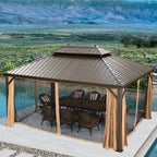 Aluminum Patio Gazebo 16 Ft. W x 12 Ft. D - Dark Brown