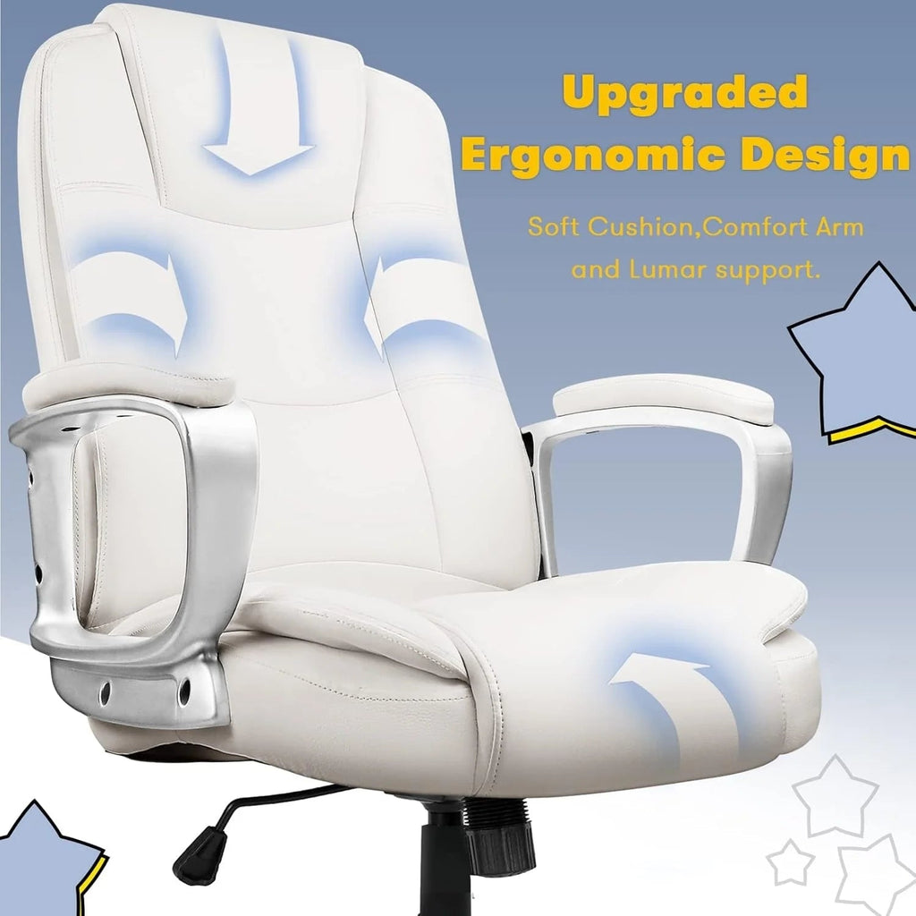 High-Back Ergonomic Leather Executive Office Chair, 400 lb Capacity