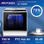 AIRMSEN Portable Countertop Dishwasher With 5L Built-In Water Tank And 5 Washing Programs - AE-TDQR03