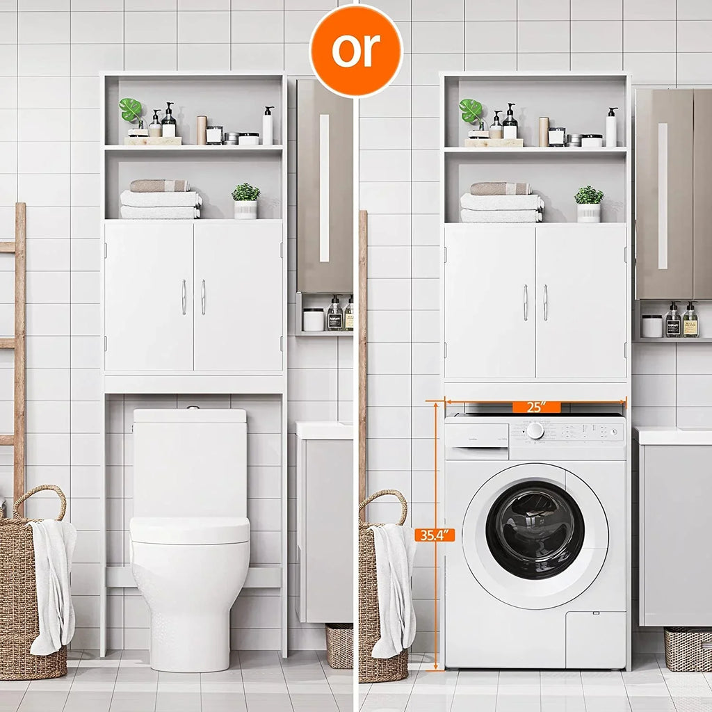 Over-the-Toilet Storage Cabinet With Adjustable Shelves And Double Doors, 77 in H, Espresso