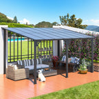 AECOJOY 14' x 10' Patio Gazebo With Roof, Dark - 168in x 120in x 98.4in