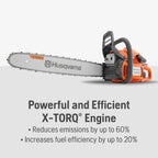 Husqvarna 450 Rancher 20 Inch Gas Chainsaw, 50.2-cc 3.2-HP 2-Cycle X-Torq Engine - 970613120