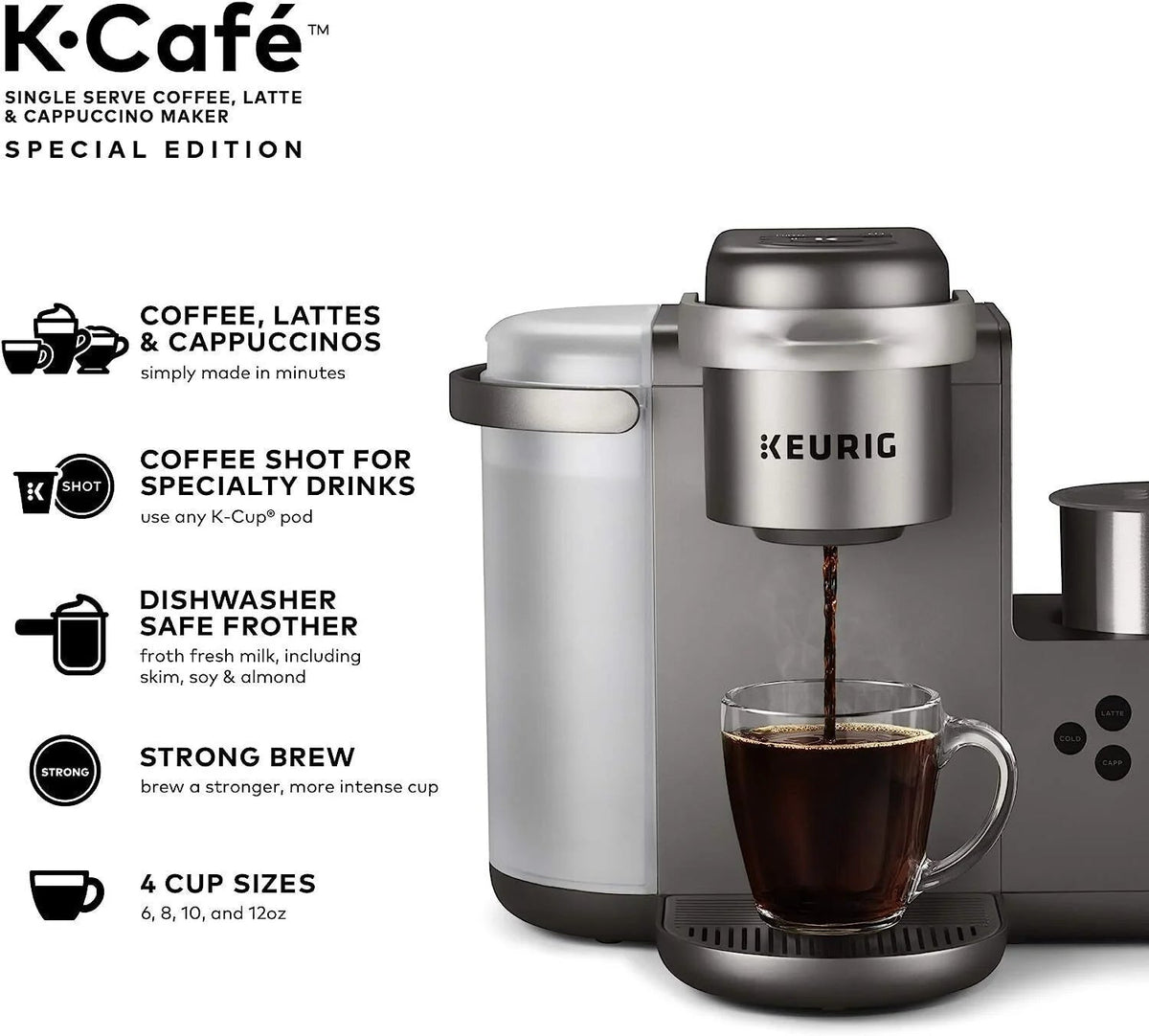 Keurig Single-Serve Coffee, Latte, And Cappuccino Maker, Nickel - K-Cafe Special Edition