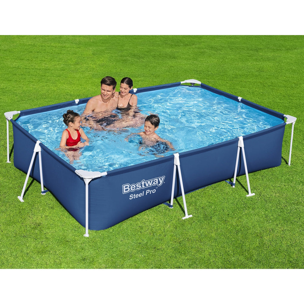Bestway Steel Pro Above Ground Pool Set, 9 ft. 10 in. x 6 ft. 7 in. x 26 in., 872 gal.