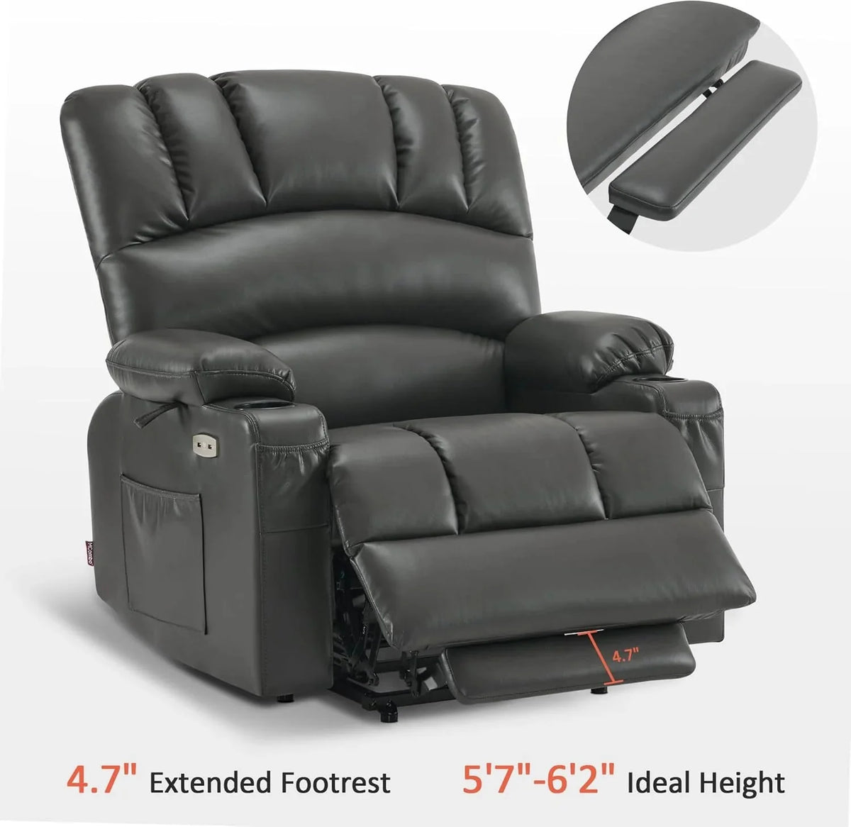 Heated Lift Recliner for Seniors with USB and Cup Holders