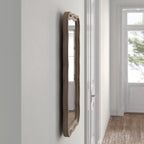 Curved Scallop Wood Frame Accent Mirror, 23.5 in L x 38 in W x 1 in H - Antique-Brown Or White