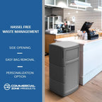 Commercial Zone PolyTec Side Entry Trash Container, Square, Dual Flipper, Dome Top
