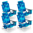 Costway Folding Backpack Beach Chairs 4-Pack, 5-Position Adjustable