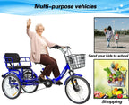 WEIMMIN Adult Folding Tricycle, 20 inch, 7 Speed, Star Strip Blue