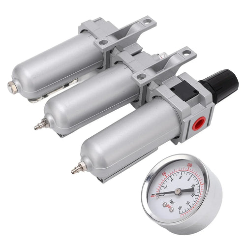 3 Stage Compressed Air Particulate Filter Dryer, Aluminum Alloy, Metal Bowl - 1/2 in Manual