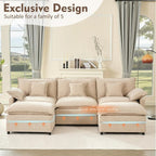 108 Inch U Shape Sectional Sofa With Removable Footstool