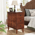 Solid Wood Narrow End Table With 3 Drawers - Fully Assembled