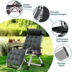 NAIZEA Zero Gravity Chair With Removable Cushion, Cup Holder, and Black Color