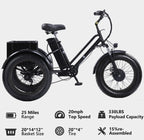 YEBEI Folding Electric Tricycle for Adults, 500W Motor, 48V15AH Lithium Battery, 20 x 4.0 in Fat Tires