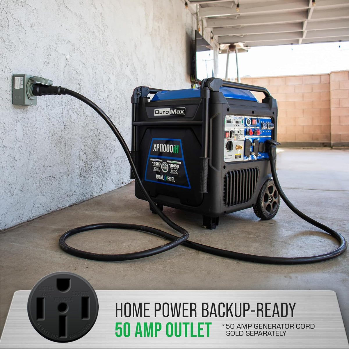 DuroMax Dual Fuel Portable Digital Inverter Generator, 11 000-Watt, 459cc - XP11000iH