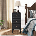 Solid Wood Narrow End Table With 3 Drawers - Fully Assembled
