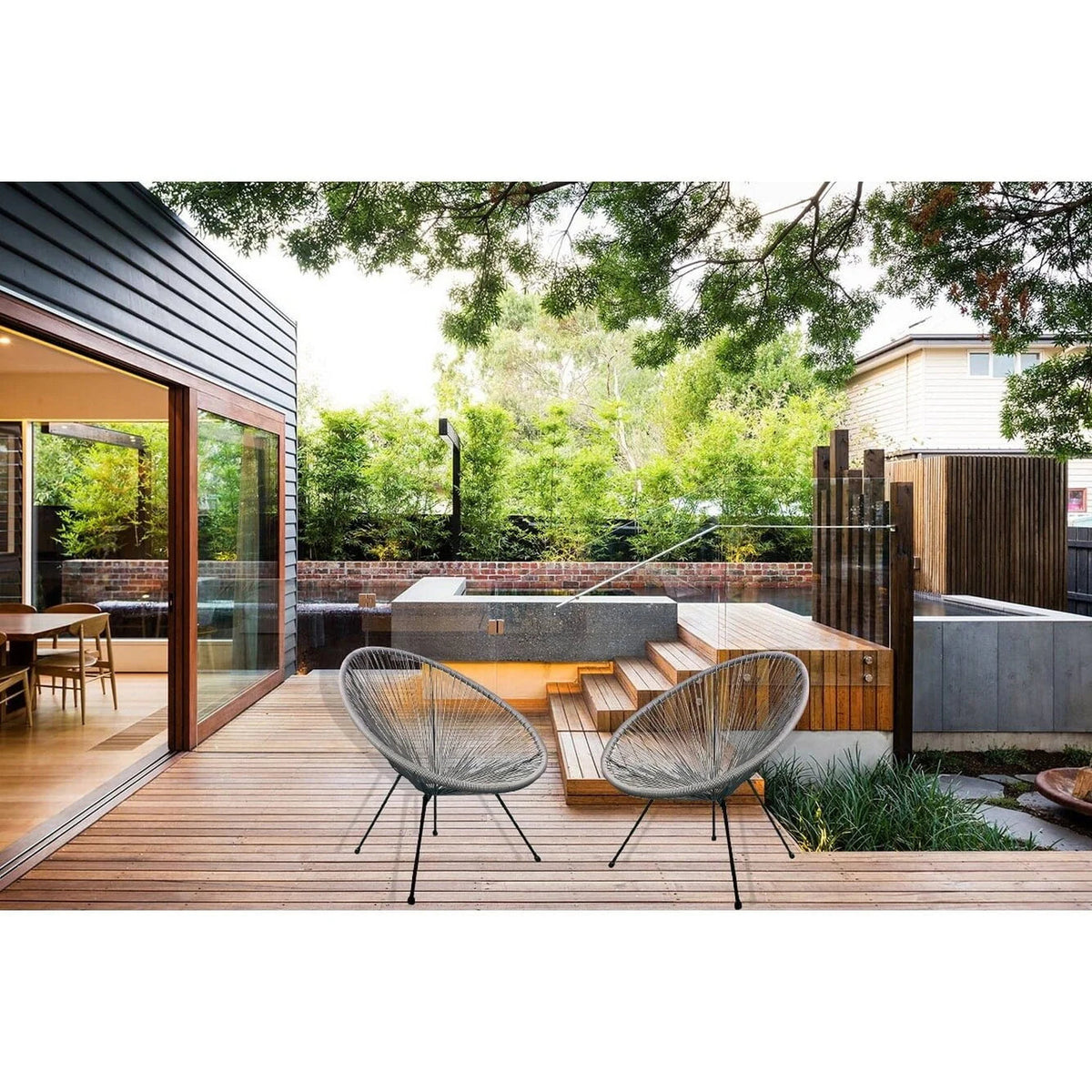 HighlanderHome Outdoor Acapulco Chair, White, 34 x 28 x 30 Inches