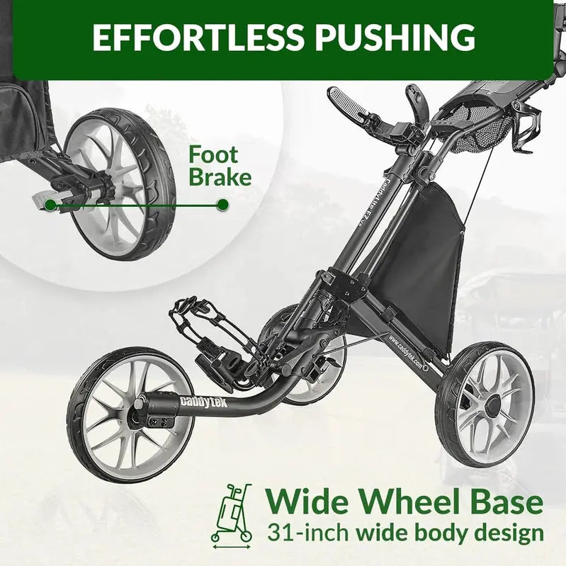 3-Wheel Foldable Golf Push Cart With Foot Brake