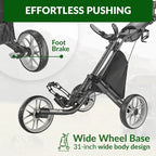 3-Wheel Foldable Golf Push Cart With Foot Brake