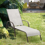 Fabric Folding Outdoor Chaise Lounge Chairs, 2 Pcs, 5 Position