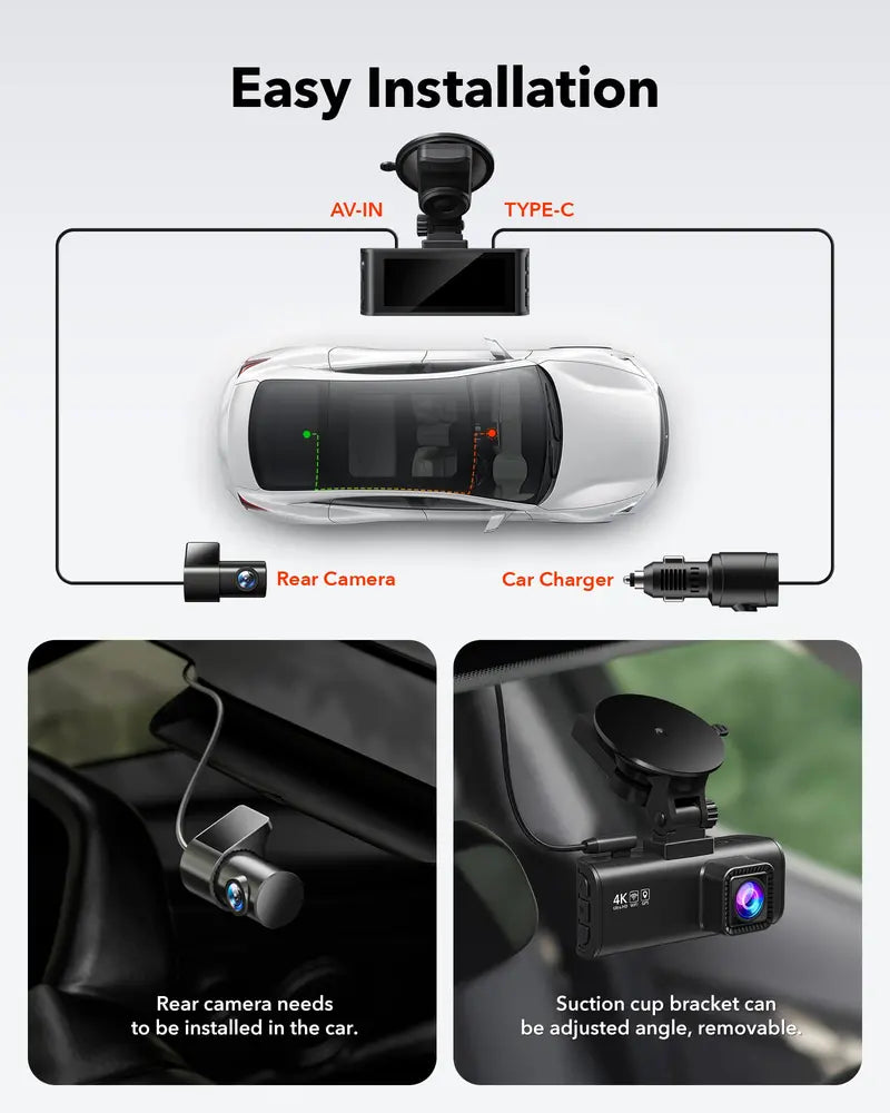 REDTIGER Front And Rear Dash Cam 4K/2.5K Full HD - F7NP