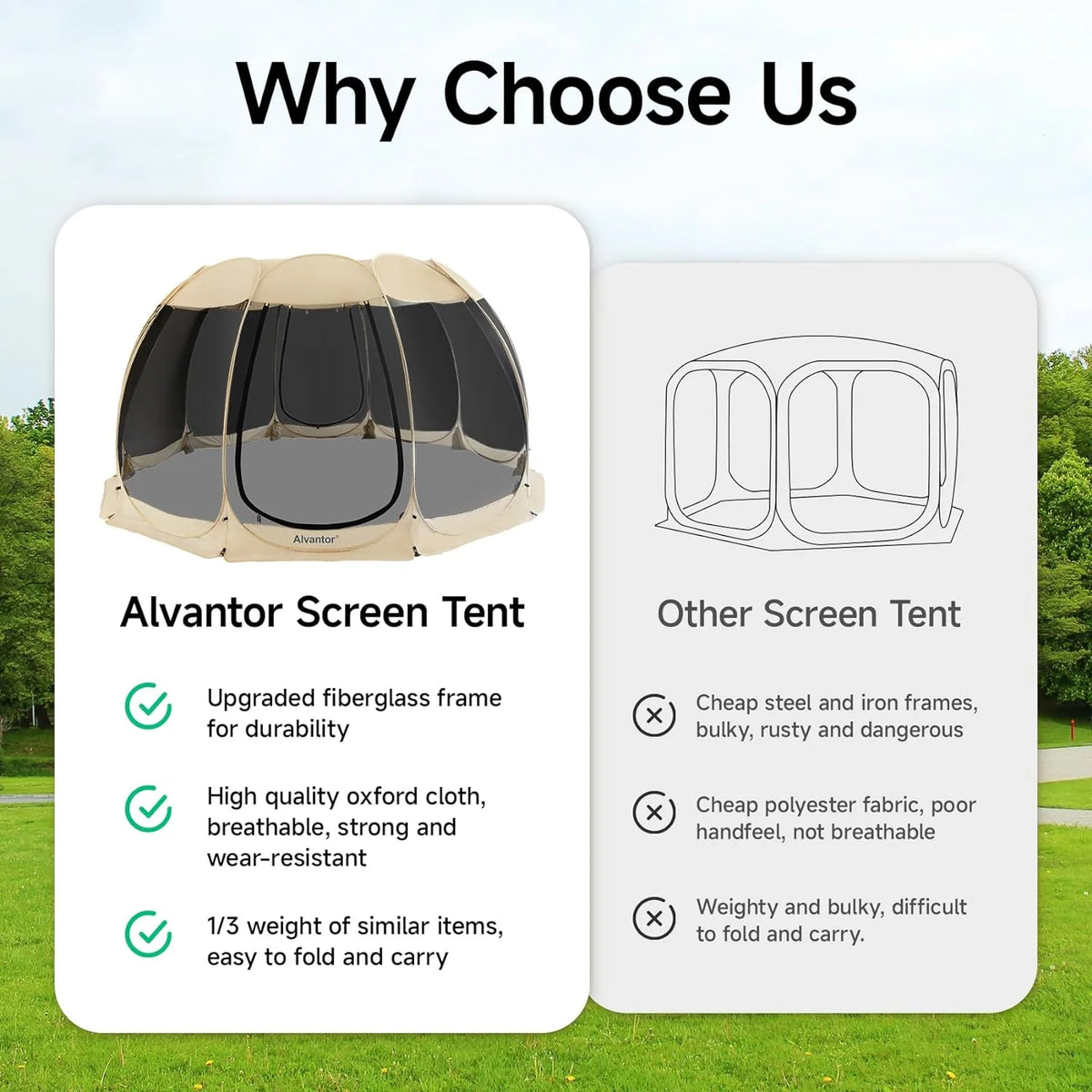 Alvantor Screen House Camping Tent 12'x12' Beige - 9020#E8