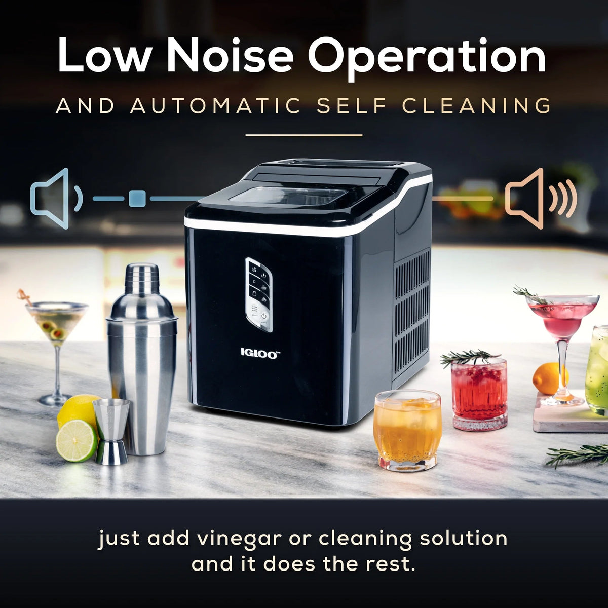 Igloo Self-Cleaning Countertop Ice Maker, 1.5 qt, 26 lbs/24 Hours, Aqua