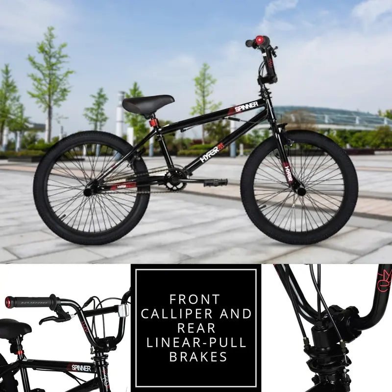 Hyper Bicycles Boys Spinner BMX Bike, 20 inch, Black, Steel Frame - HYP-T20-1100