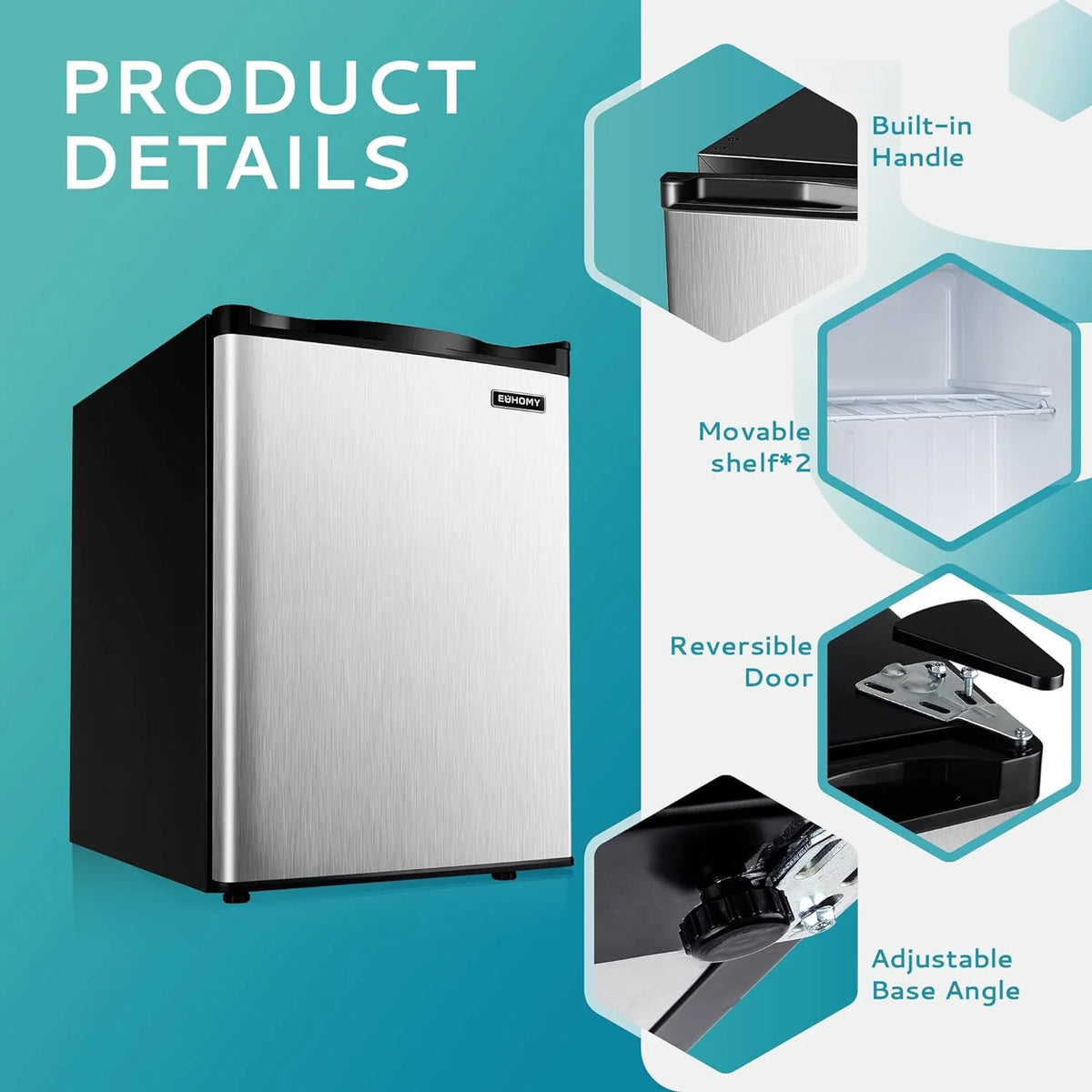 EUHOMY Compact Upright Freezer, 3.0 Cubic Feet, Silver Stainless Steel Door - MF-30-Y