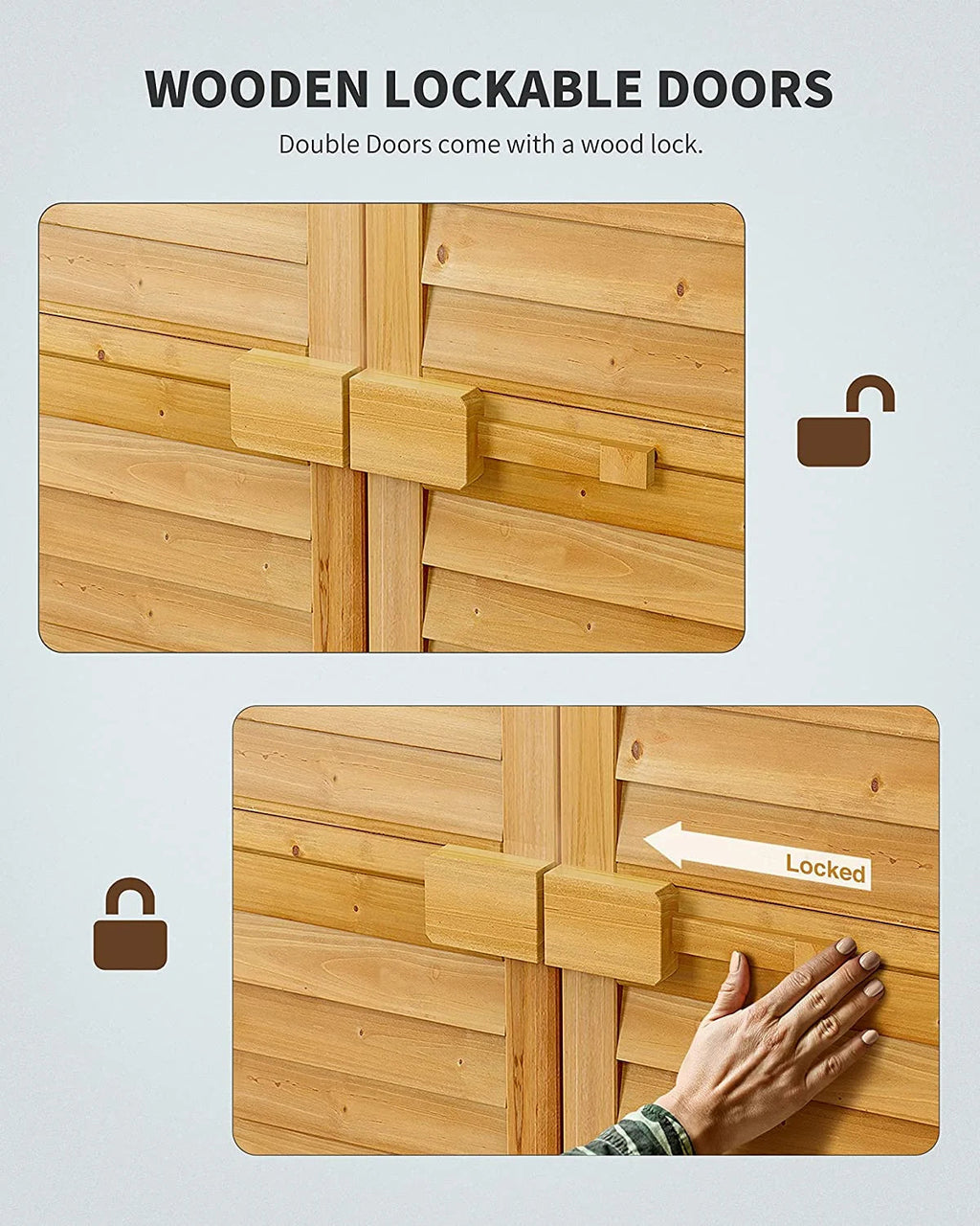 Lofka Outdoor Storage Cabinet With 2 Lockable Doors And 2 Adjustable Shelves, 34.3 x 18.3 x 63.2 in
