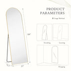 Full-Length Floor Mirror With Stand, Aluminum Alloy Frame - 71x30