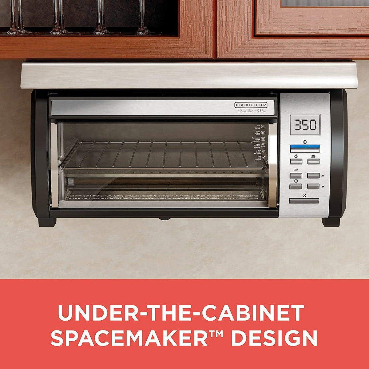 BLACK+DECKER SpaceMaker Under-Counter Toaster Oven, Black/Stainless Steel - TROS1000D