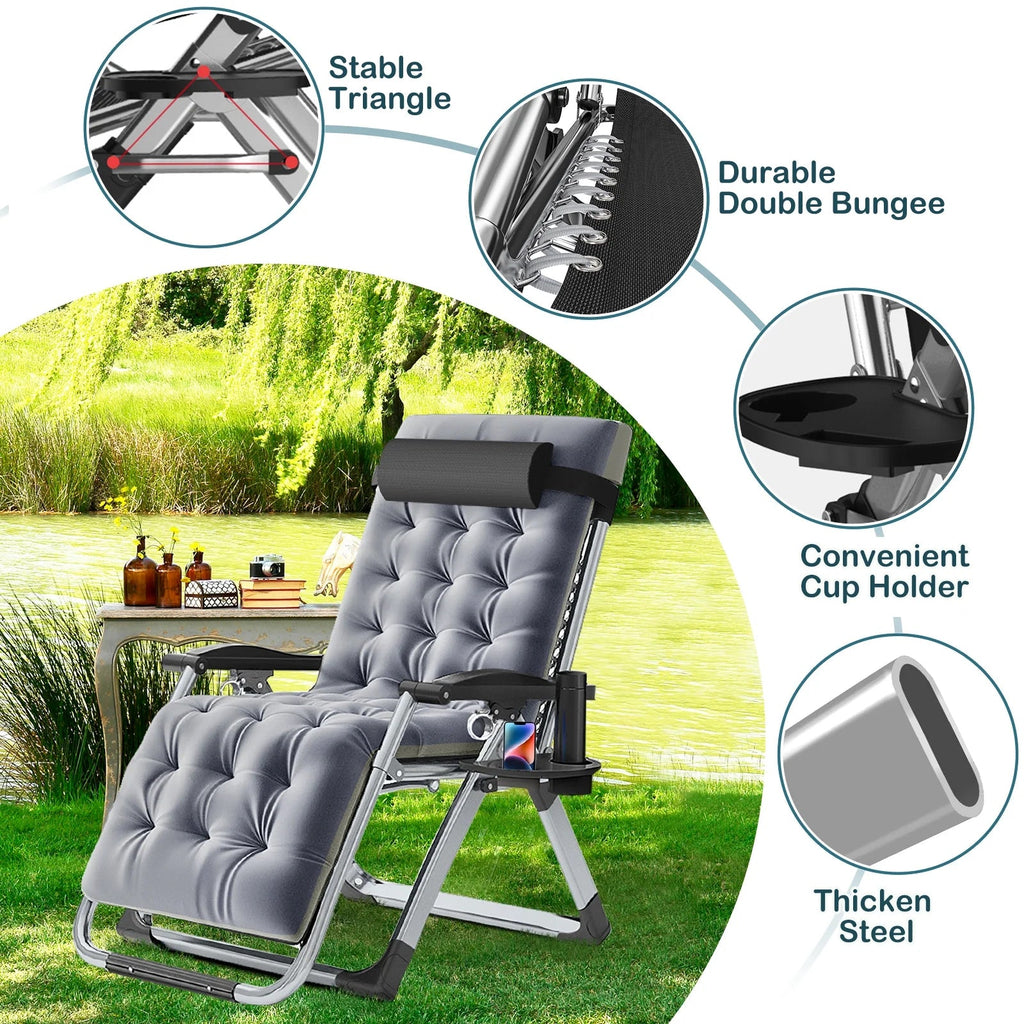 NAIZEA Zero Gravity Lawn Recliner Chairs, 2 Pack, Black