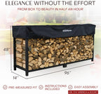 Woodhaven 8-Foot Firewood Rack, 1/2 Cord, Heavy-Duty Steel - With Cover