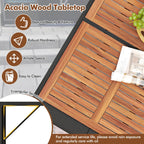 Costway 7-Piece Outdoor Patio Bar Set With Acacia Wood Tabletop, Black And Off White - 73in x 31.5in x 43.5in