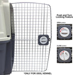 SportPet Designs Plastic Airline Approved Rolling Dog Kennel With Wire Door, XXX-Large, Gray, 48in L x 32in W x 36in H