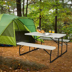 4-Person Folding Picnic Table Bench Set, 59 in x 54 in x 28.5 in - Steel And HDPE