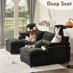 108 Inch U Shape Sectional Sofa With Removable Footstool