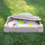 Kids Outdoor Sandbox Play Pit With 7-Piece Accessory Set, 44in W x 32in D x 15.5in H