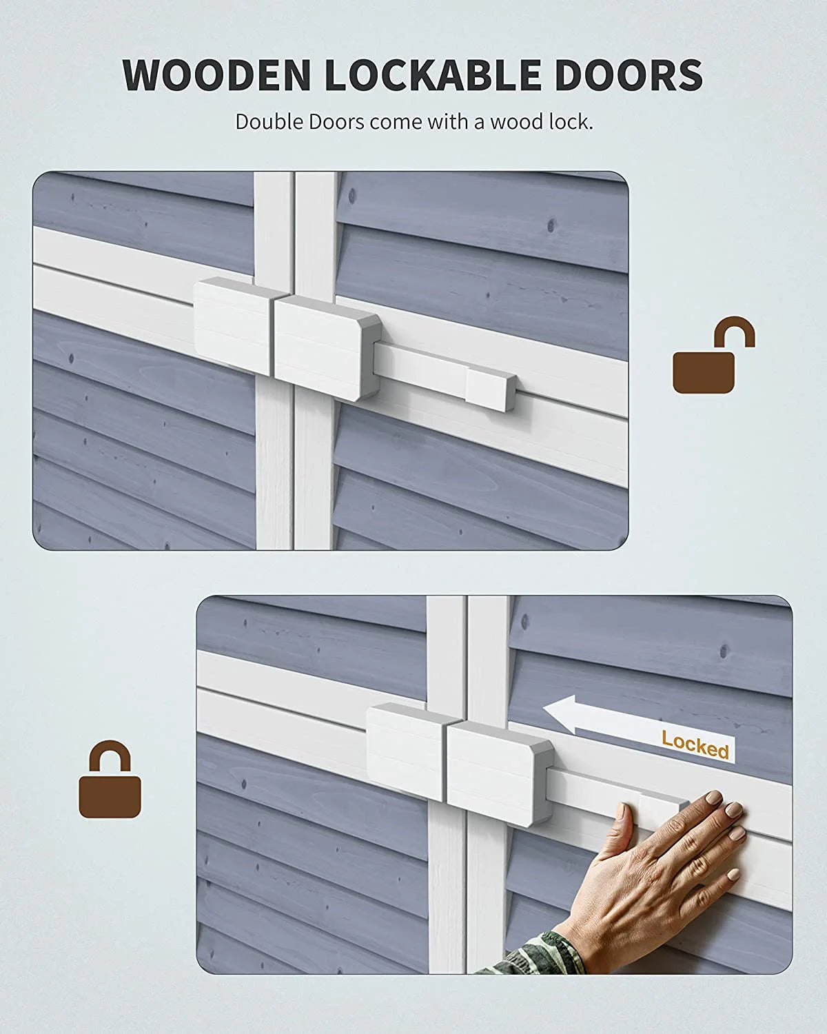 Lofka Outdoor Storage Cabinet With 2 Lockable Doors And 2 Adjustable Shelves, 34.3 x 18.3 x 63.2 in