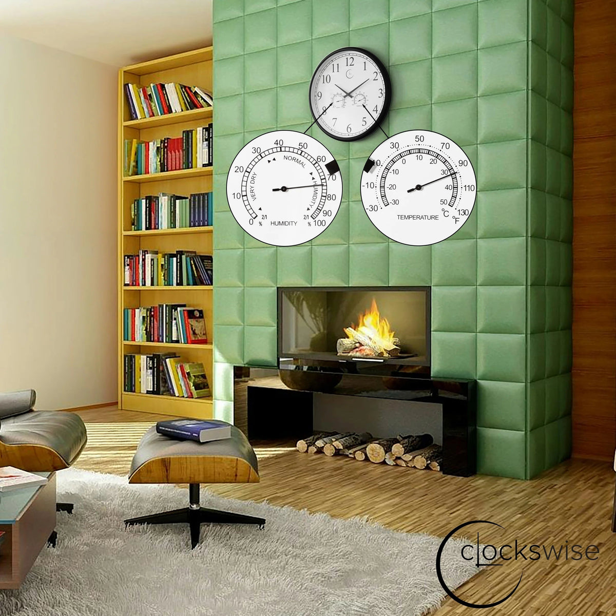 Outdoor Wall Clock With Thermometer And Hygrometer, 24-Inch, Black