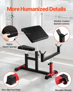 VEVOR Adjustable Preacher Curl Bench, 440 Lbs, Black+Red - AX1010